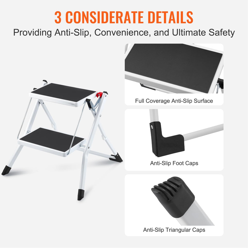 2-Step 330lbs Capacity Folding Steel Step Stool Y888