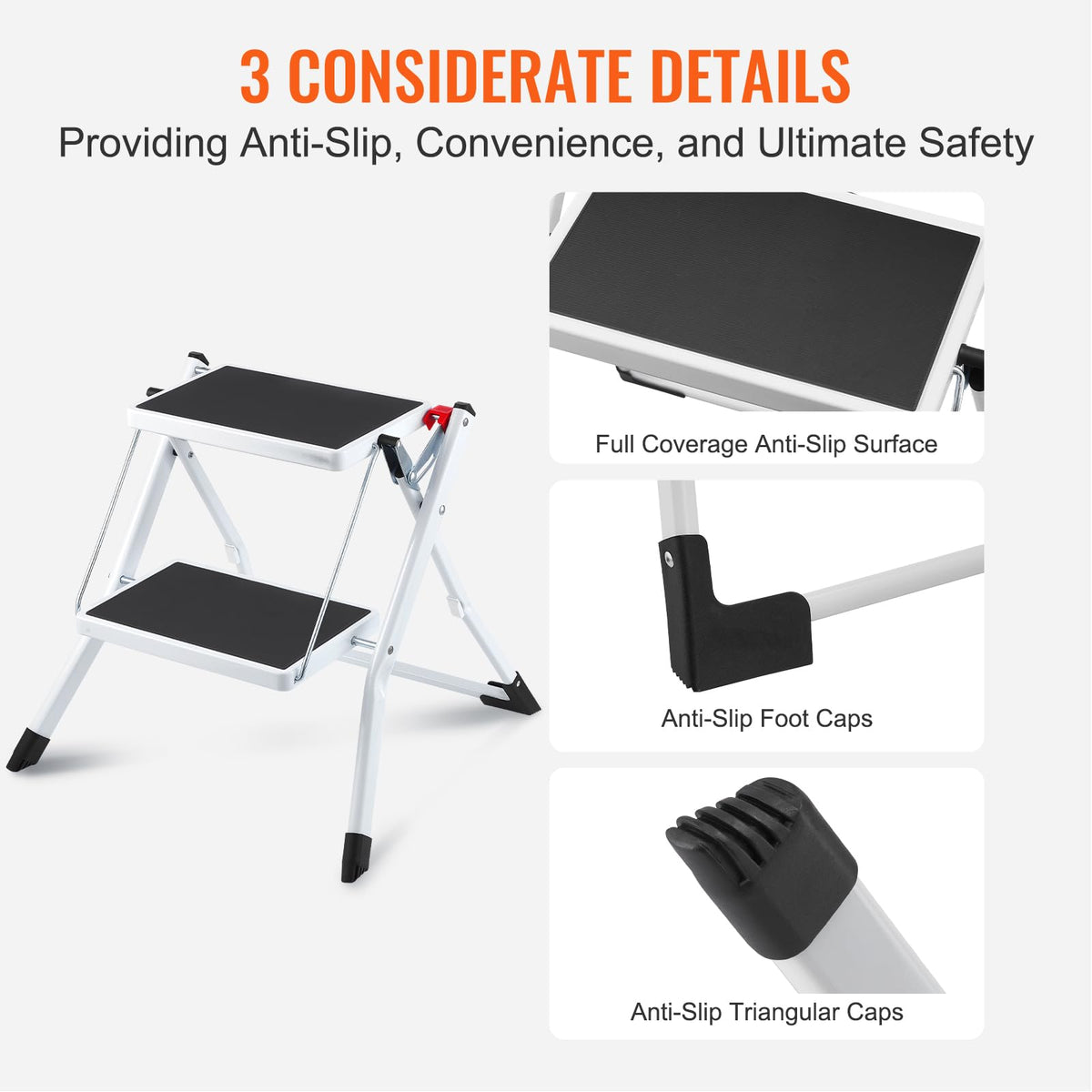 2-Step 330lbs Capacity Folding Steel Step Stool Y888