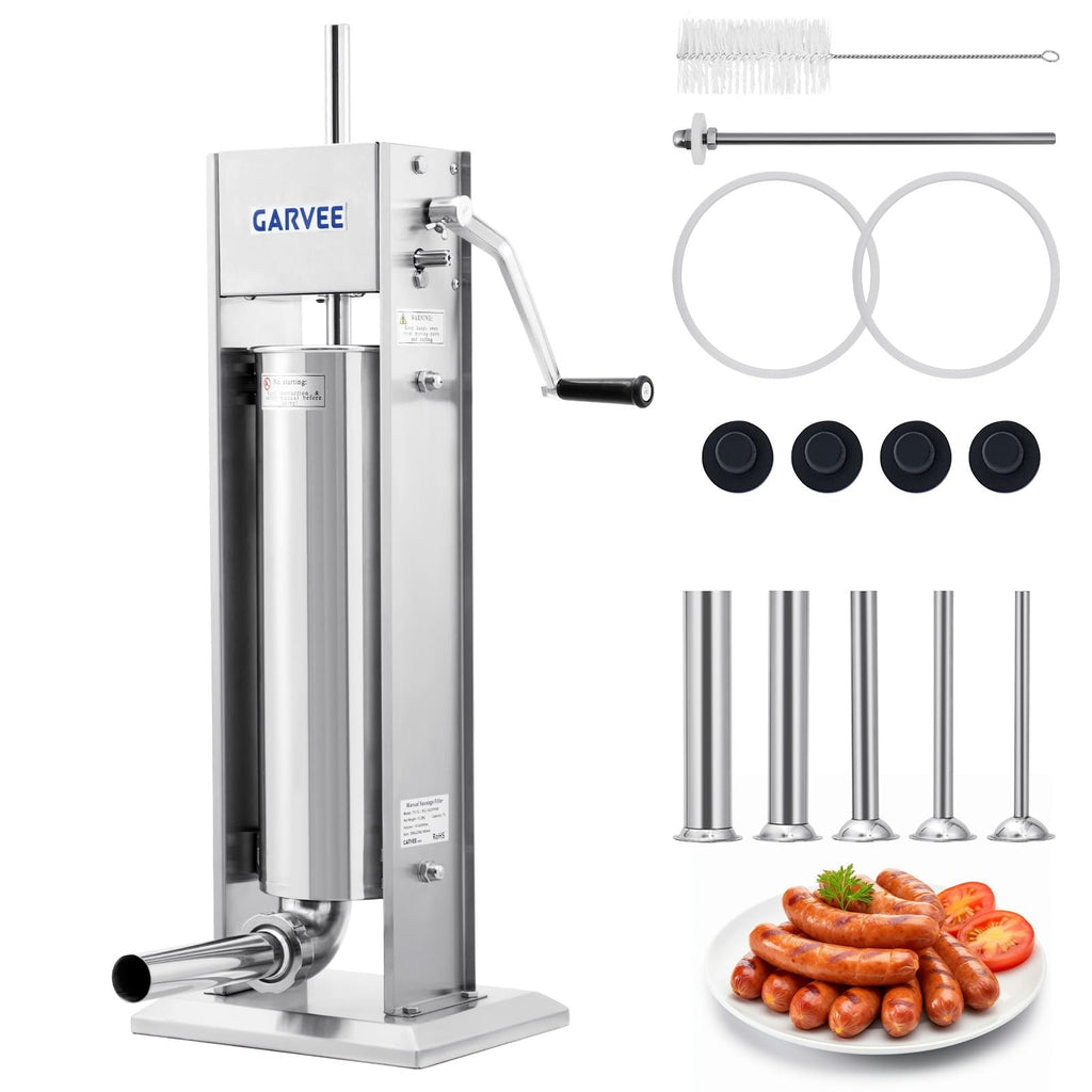 3L Stainless Steel Manual Sausage Stuffer with 5 Filling Tubes R900
