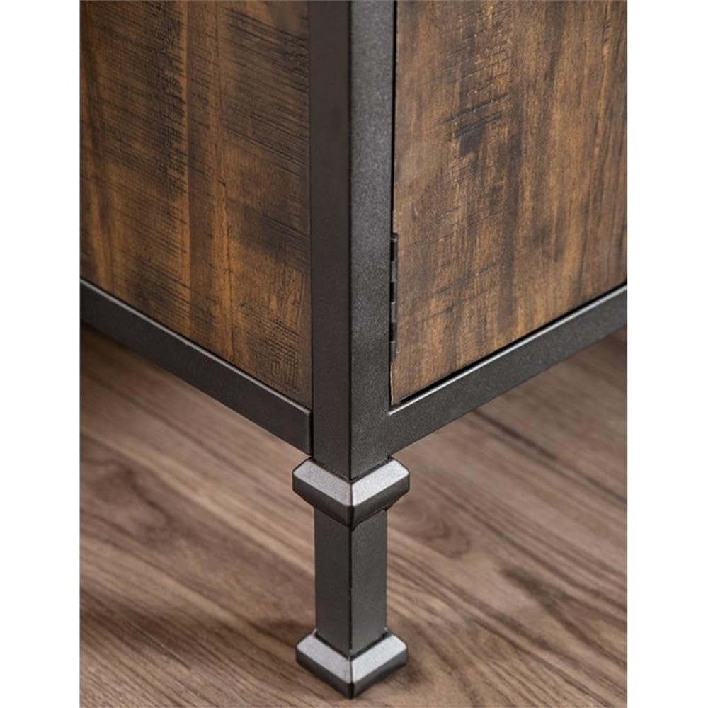 60-Inch Weathered Oak Wood TV Stand with Metal Legs C243228