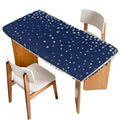 Silver Speckle Fitted Rectangle Tablecloth 32" x 72" Navy Blue Elastic Waterproof Table Cover I3883