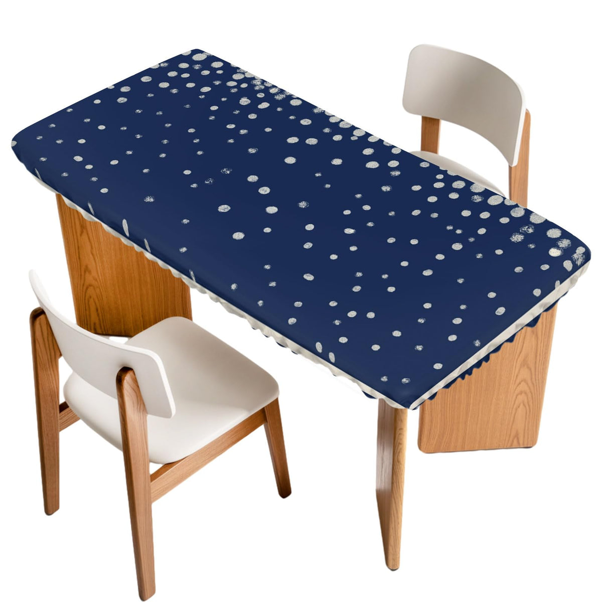 Silver Speckle Fitted Rectangle Tablecloth 32" x 72" Navy Blue Elastic Waterproof Table Cover I3883