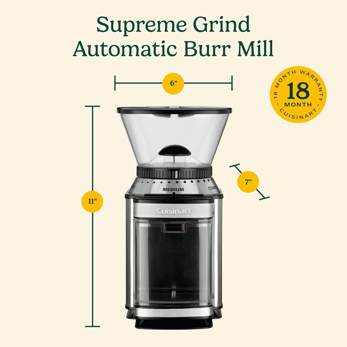 Electric Burr Coffee Grinder with 18-Position Grind Selector I8344