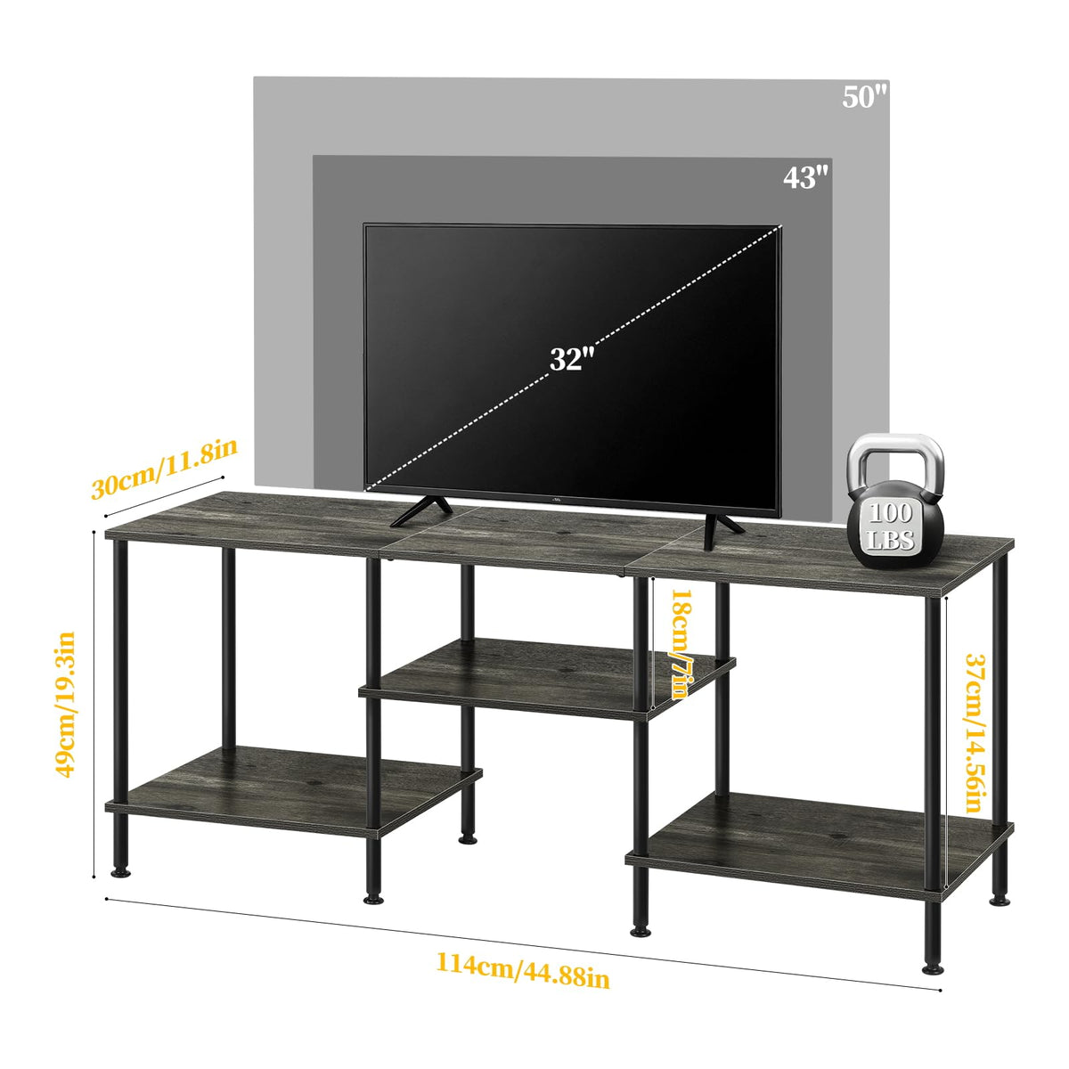 50 Inch Dark Grey TV Stand with Storage R966