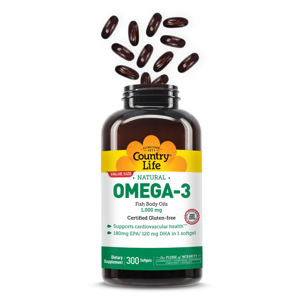 Omega-3 Fish Oil 1,000 mg 300 Softgels K179