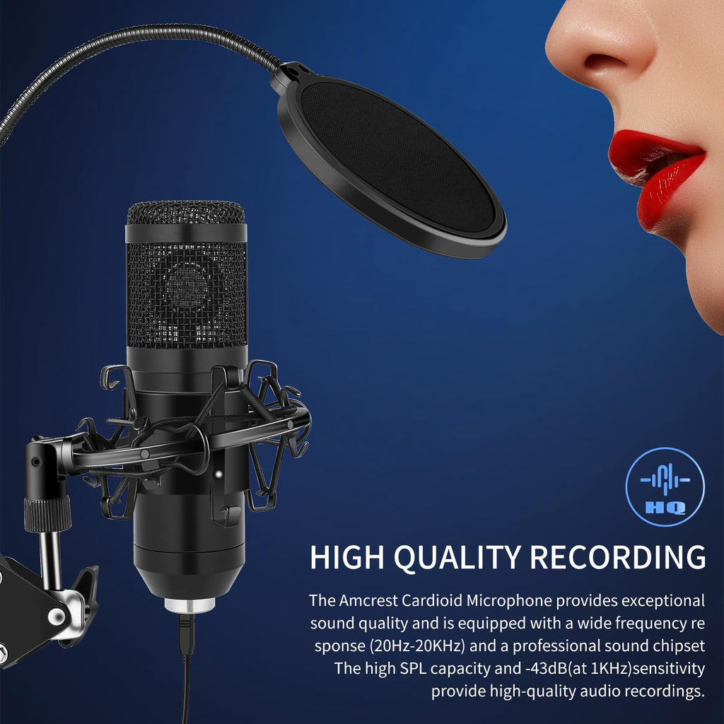 USB Condenser Microphone Kit with Boom Arm Stand W962624