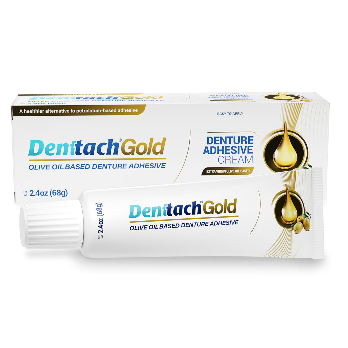 Gold Olive Oil Based Denture Adhesive Cream, Zinc Free, 2.4 Ounce G5294