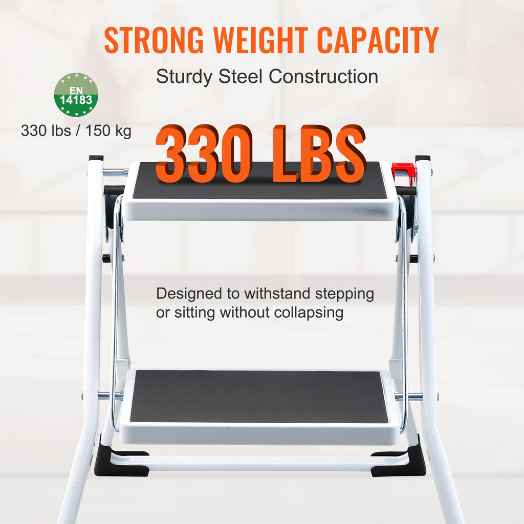 2-Step 330lbs Capacity Folding Steel Step Stool Y888