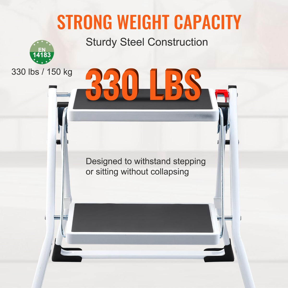 2-Step 330lbs Capacity Folding Steel Step Stool Y888