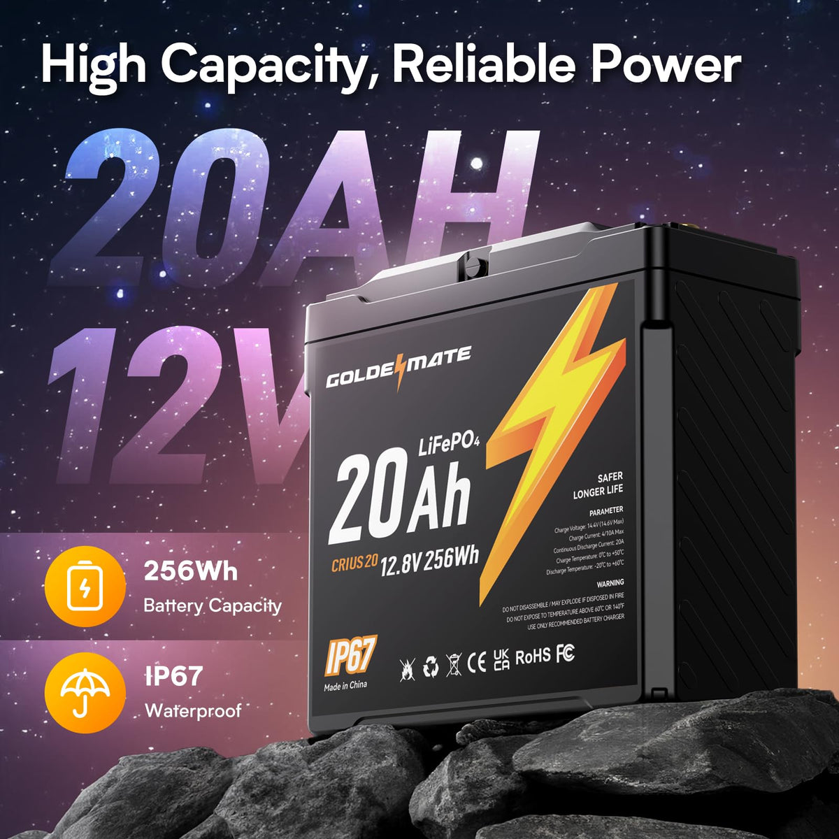 12V 20Ah Lithium LiFePO4 Battery 2 Packs N52549