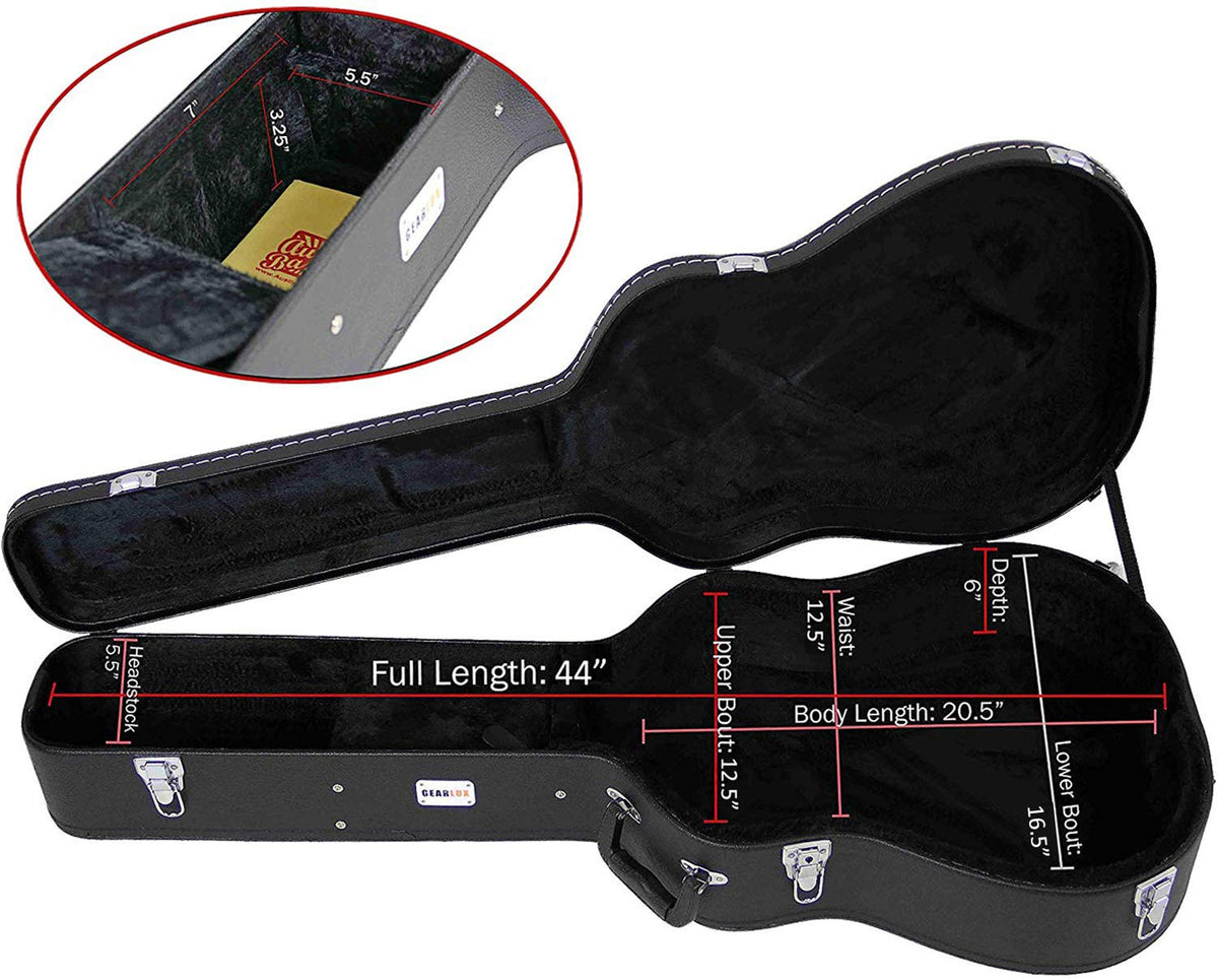 Black Acoustic Guitar Hardshell Case with Accessory Compartment C666073