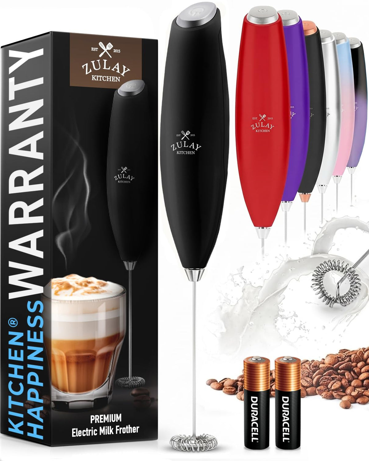 Black Handheld Electric Milk Frother N62534