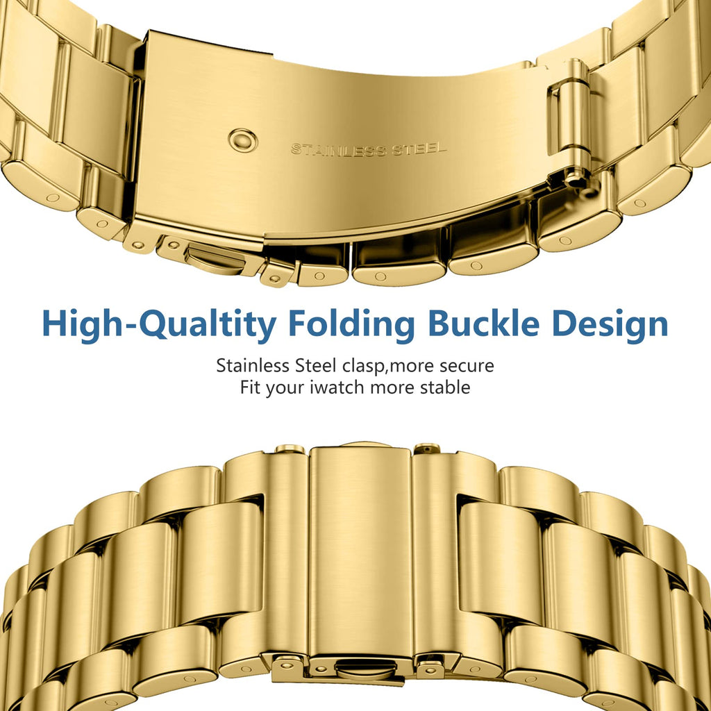 Compatible with Apple Watch Band Stainless Steel Metal Band with 2 Pack Protective Cover Case X208585