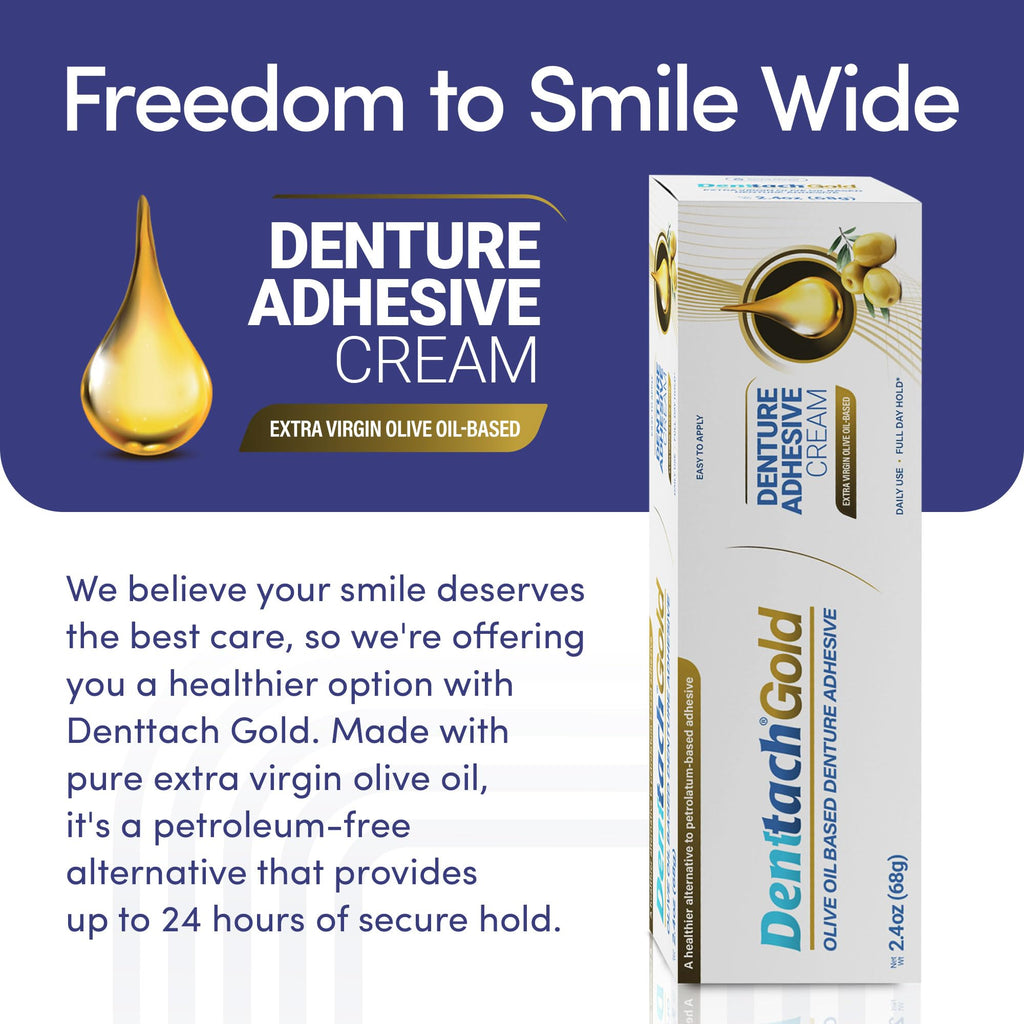 Gold Olive Oil Based Denture Adhesive Cream, Zinc Free, 2.4 Ounce G5294