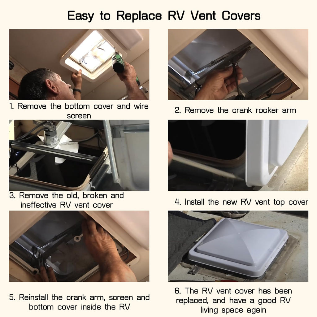 14" White Plastic Square RV Roof Vent Cover P698506