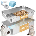 Stainless Steel Sifting Cat Litter Box with Scoop and Pee Pad E664