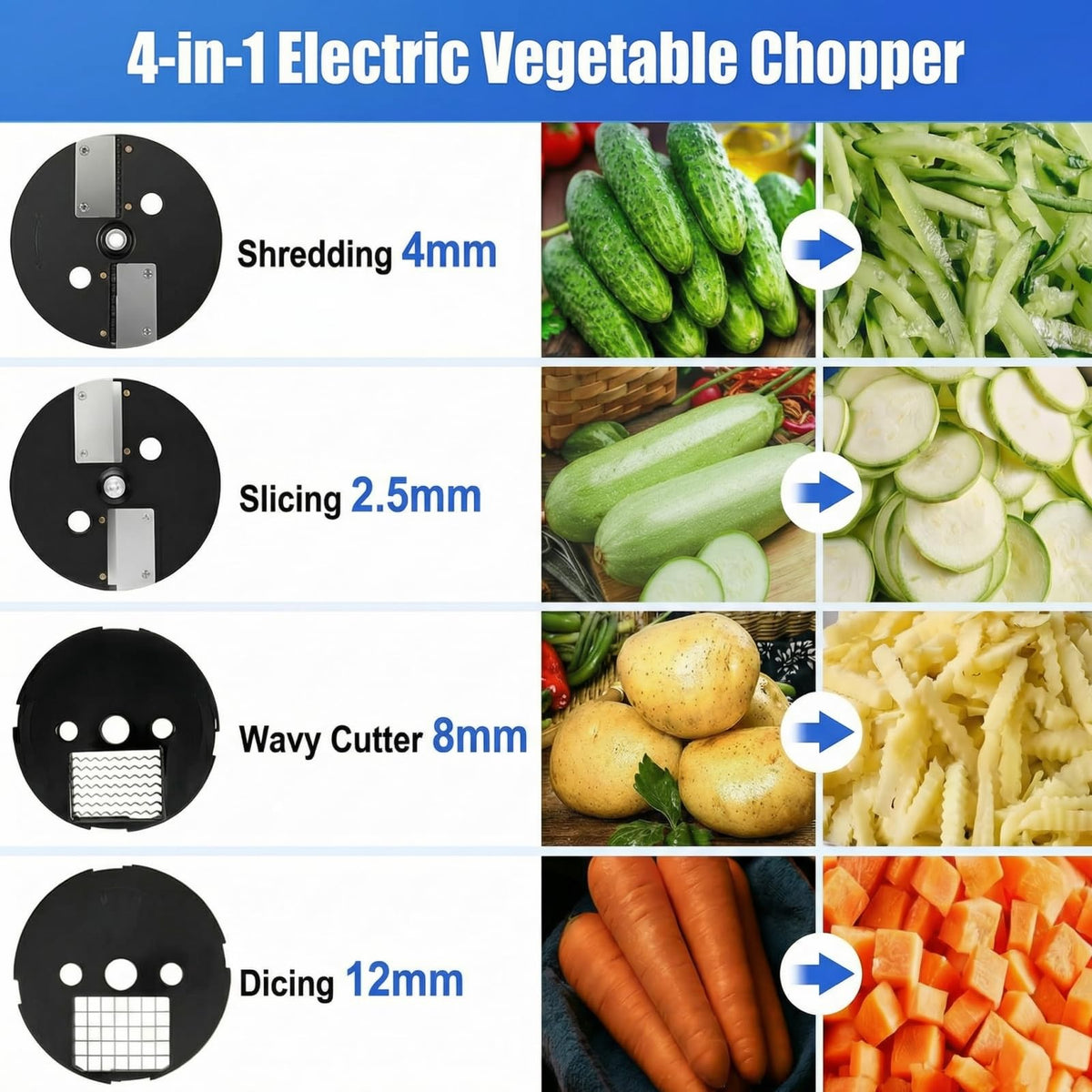 4 in 1 Electric Vegetable Cutter Dicer Slicer A9590
