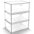 Acrylic Makeup Organizer, 3 Pack Stackable Clear Storage Drawers L720