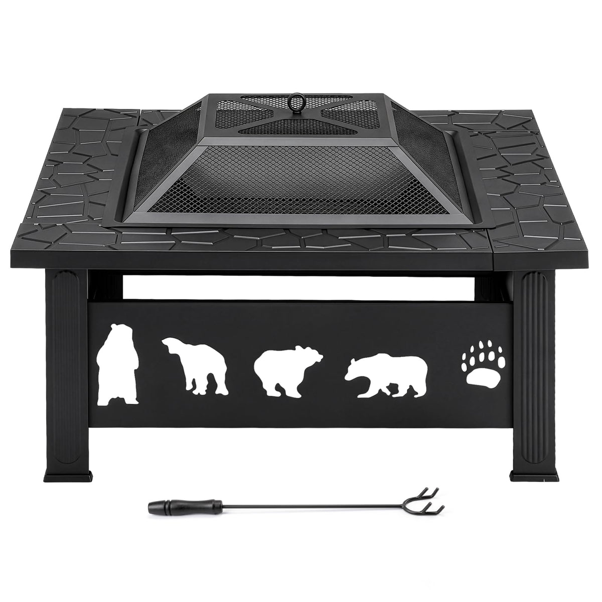 32 Inch Square Wood Burning Fire Pit Table I688814