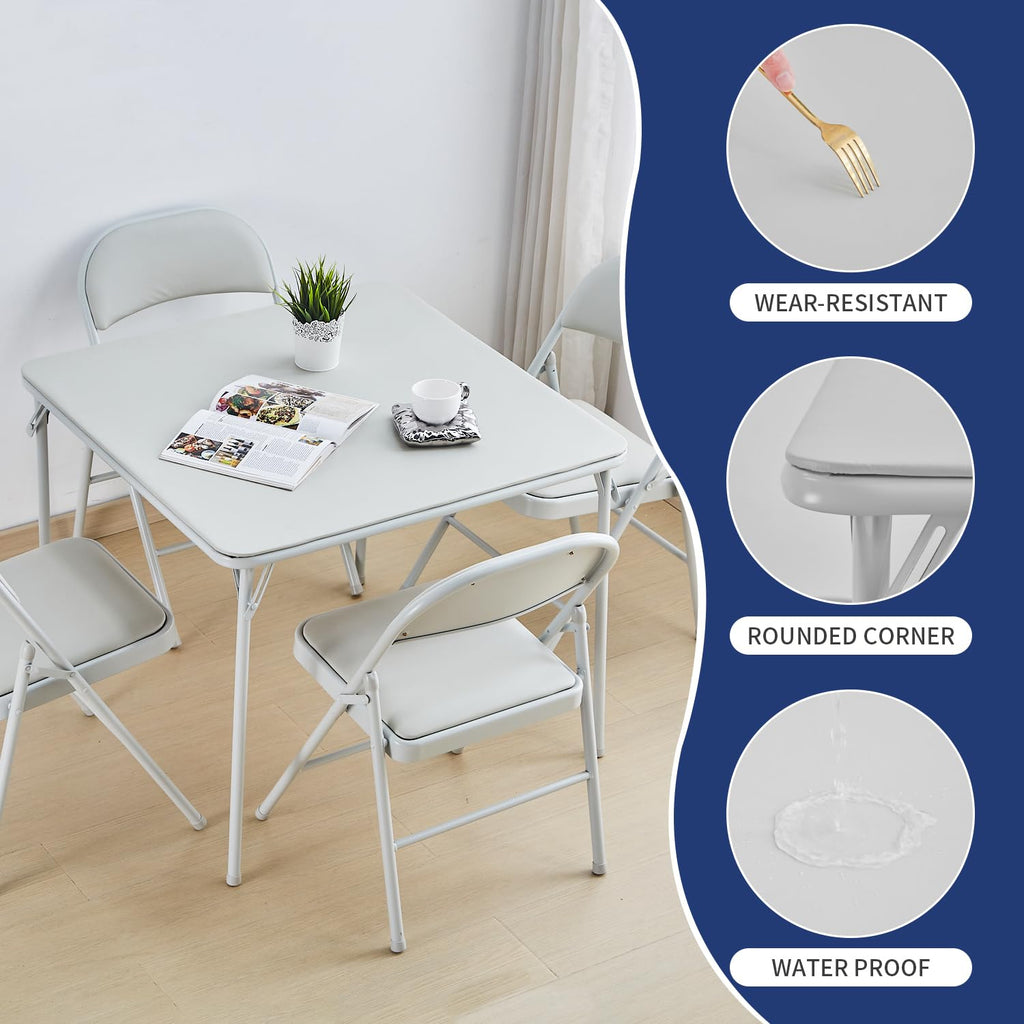 Square Folding Table with Collapsible Legs White P44457