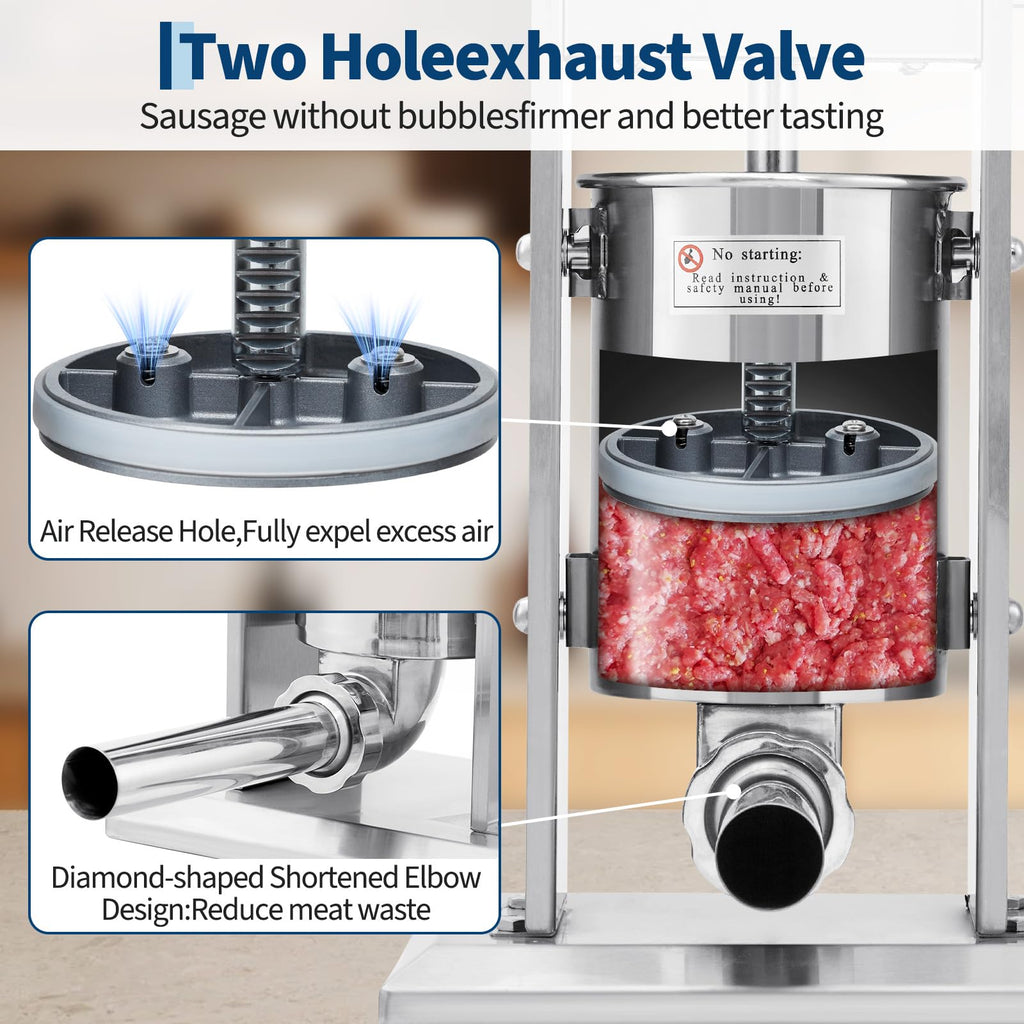 3L Stainless Steel Manual Sausage Stuffer with 5 Filling Tubes R900