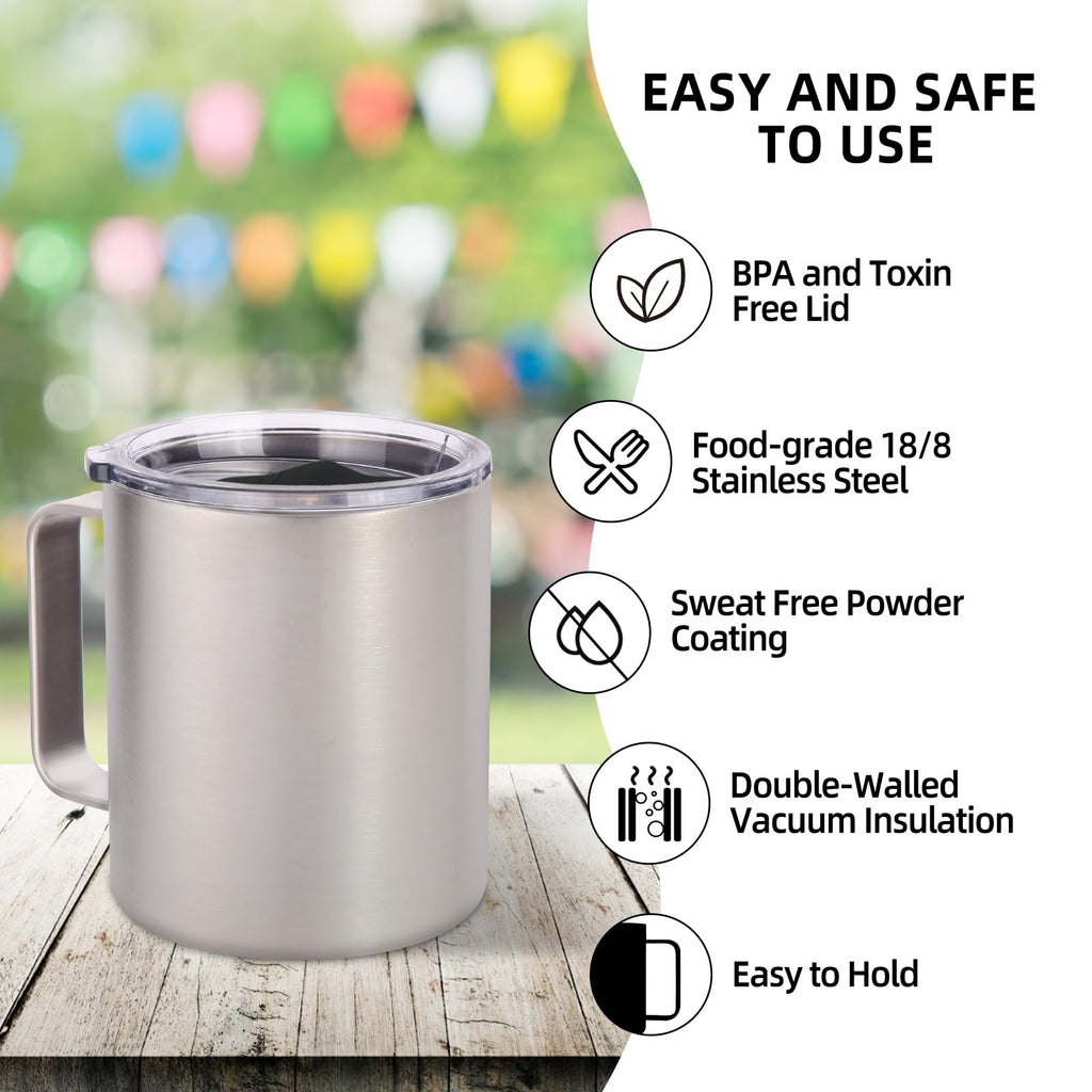 14oz Insulated Stainless Steel Coffee Mug with Lid 2 Pack Y4951