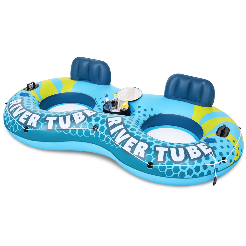 2-Person Inflatable River Tube with 2 Cup Holders & Removable Cooler G991