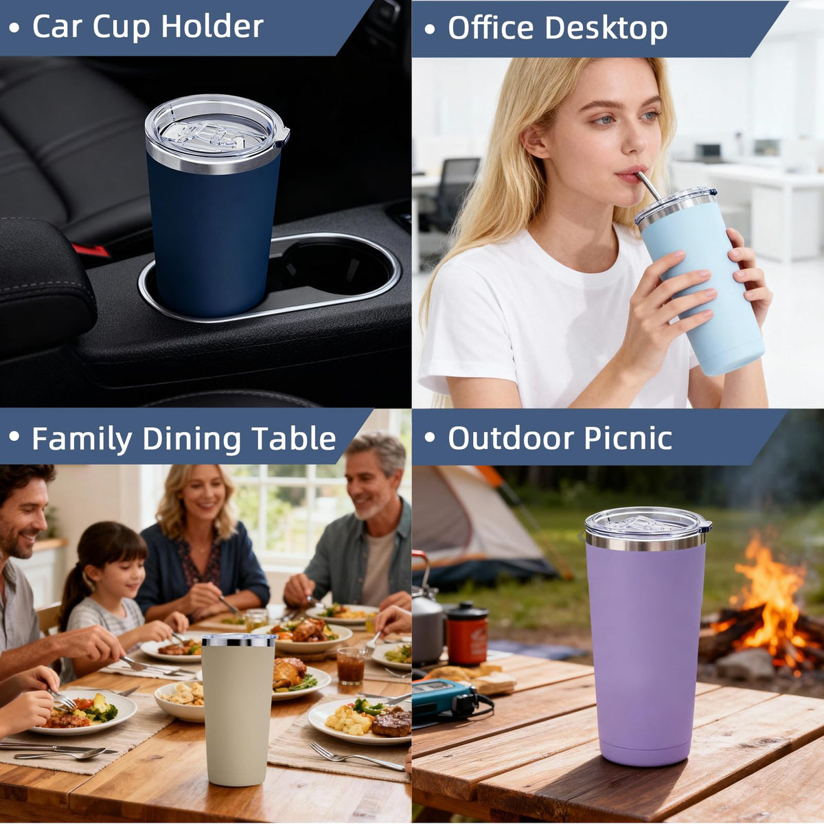 20oz Stainless Steel Travel Coffee Tumbler W5806