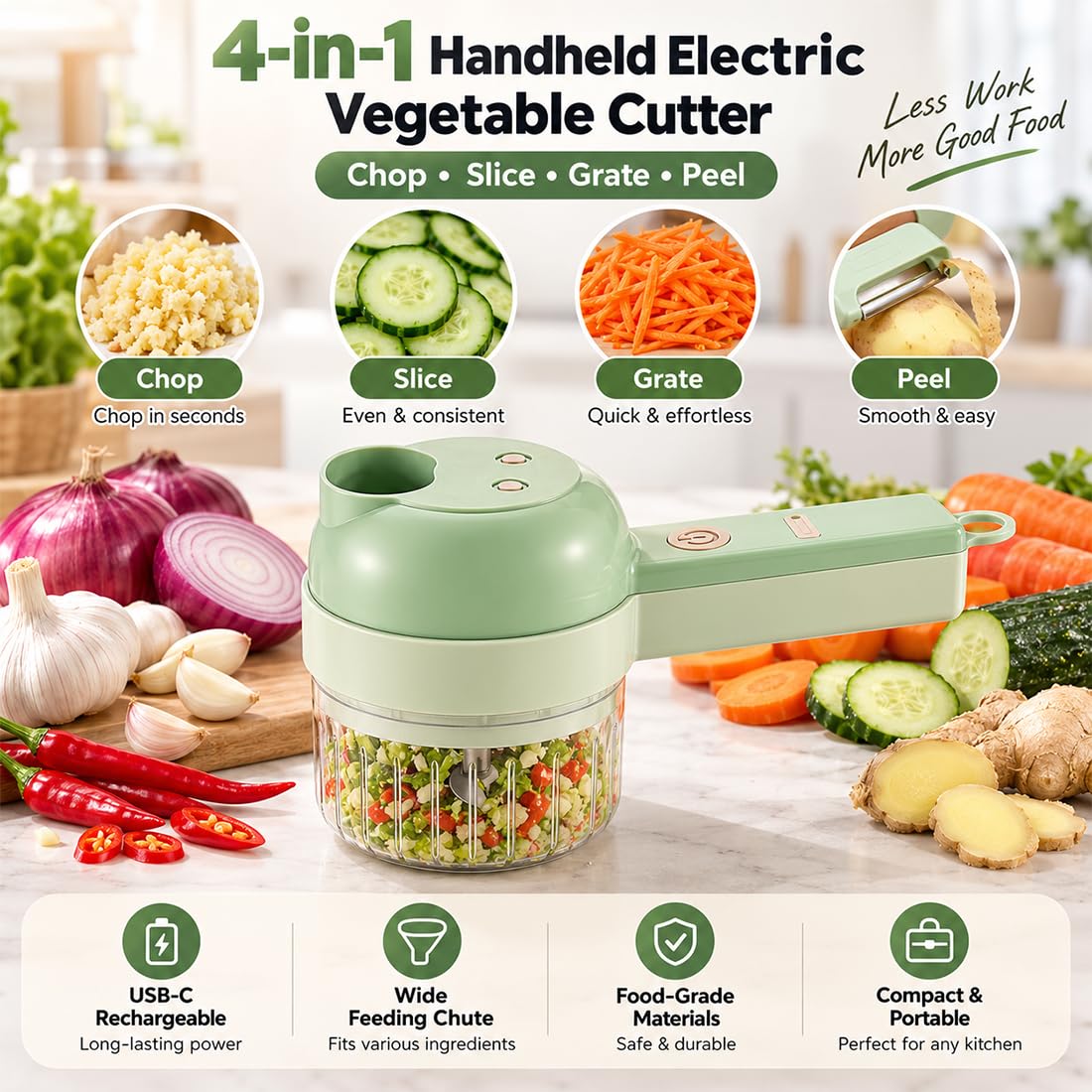 4 in 1 Wireless Electric Vegetable Chopper J181
