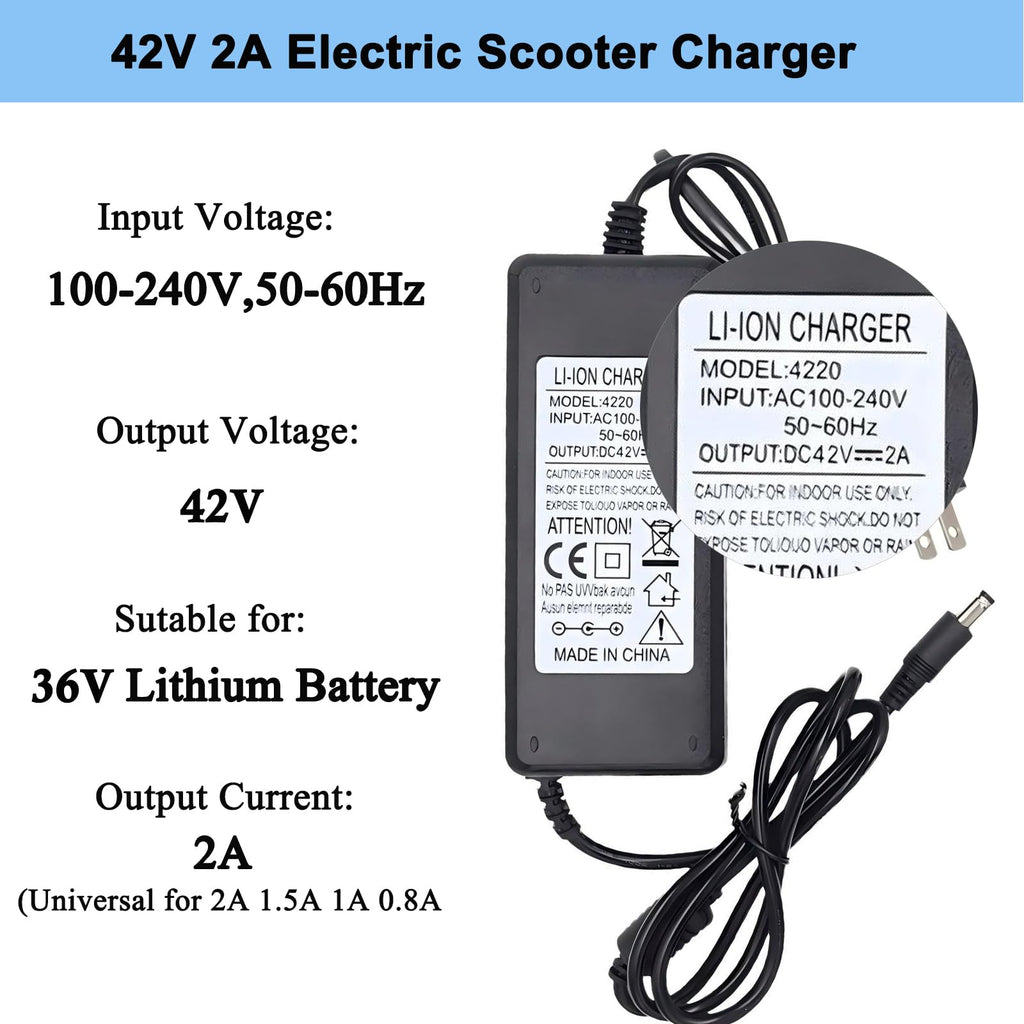 42V 2A Electric Scooter Charger with 4 Plugs C3687