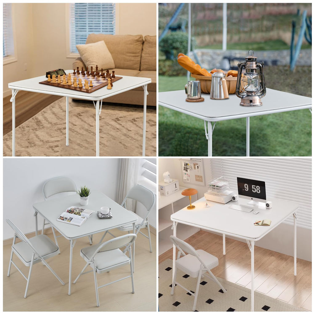 Square Folding Table with Collapsible Legs White P44457