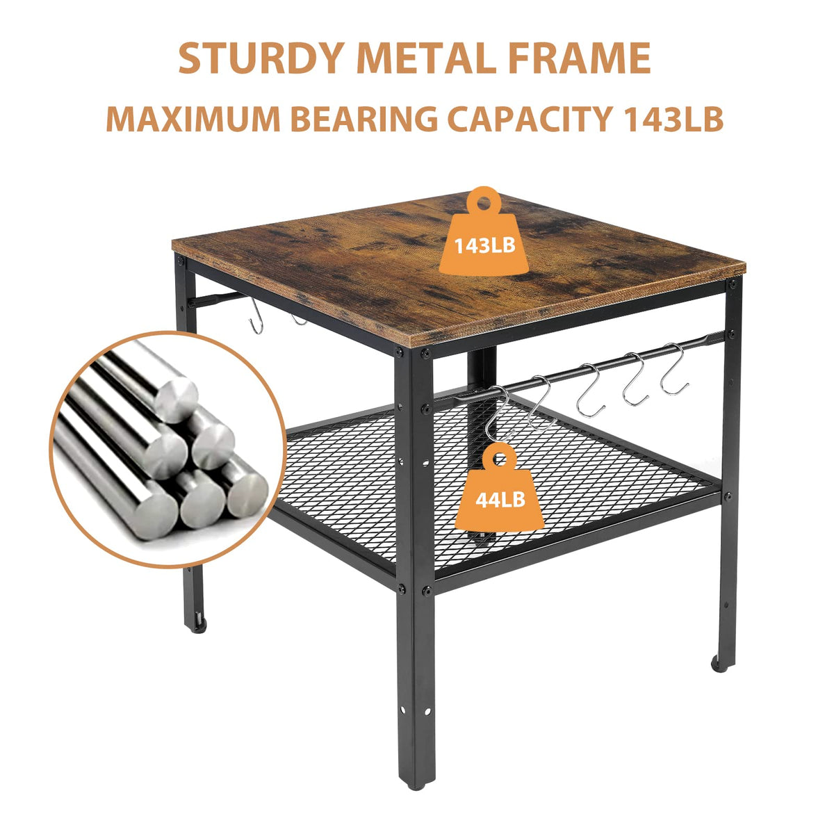 Rustic 2-Tier End Table with Adjustable Height Shelf G17399