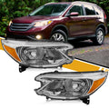 Halogen Headlight Assembly Pair Set Chrome Housing Amber Reflector Z737