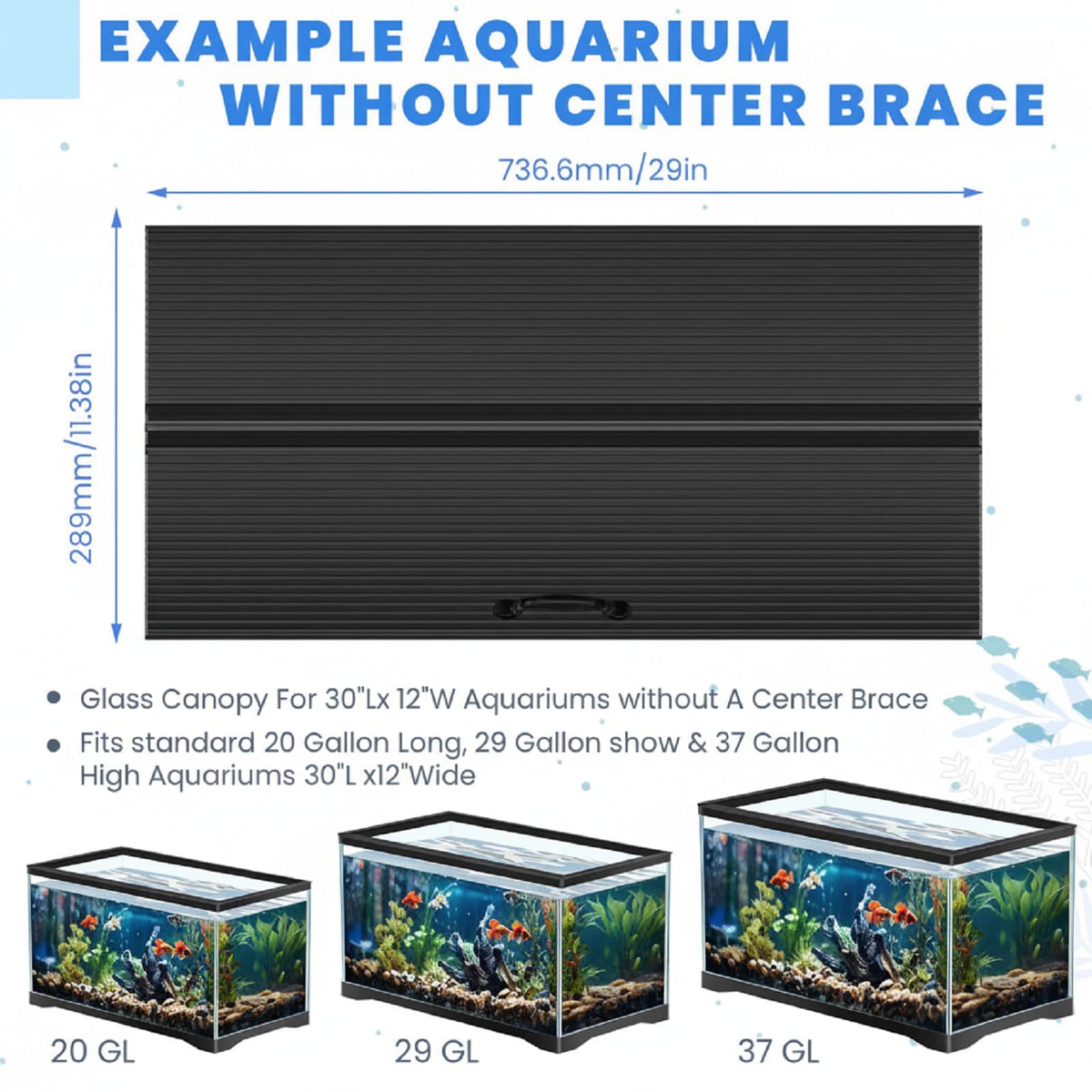 Aquarium Lid with LED Light 29 x 11.38 x 0.12 Inch N1898