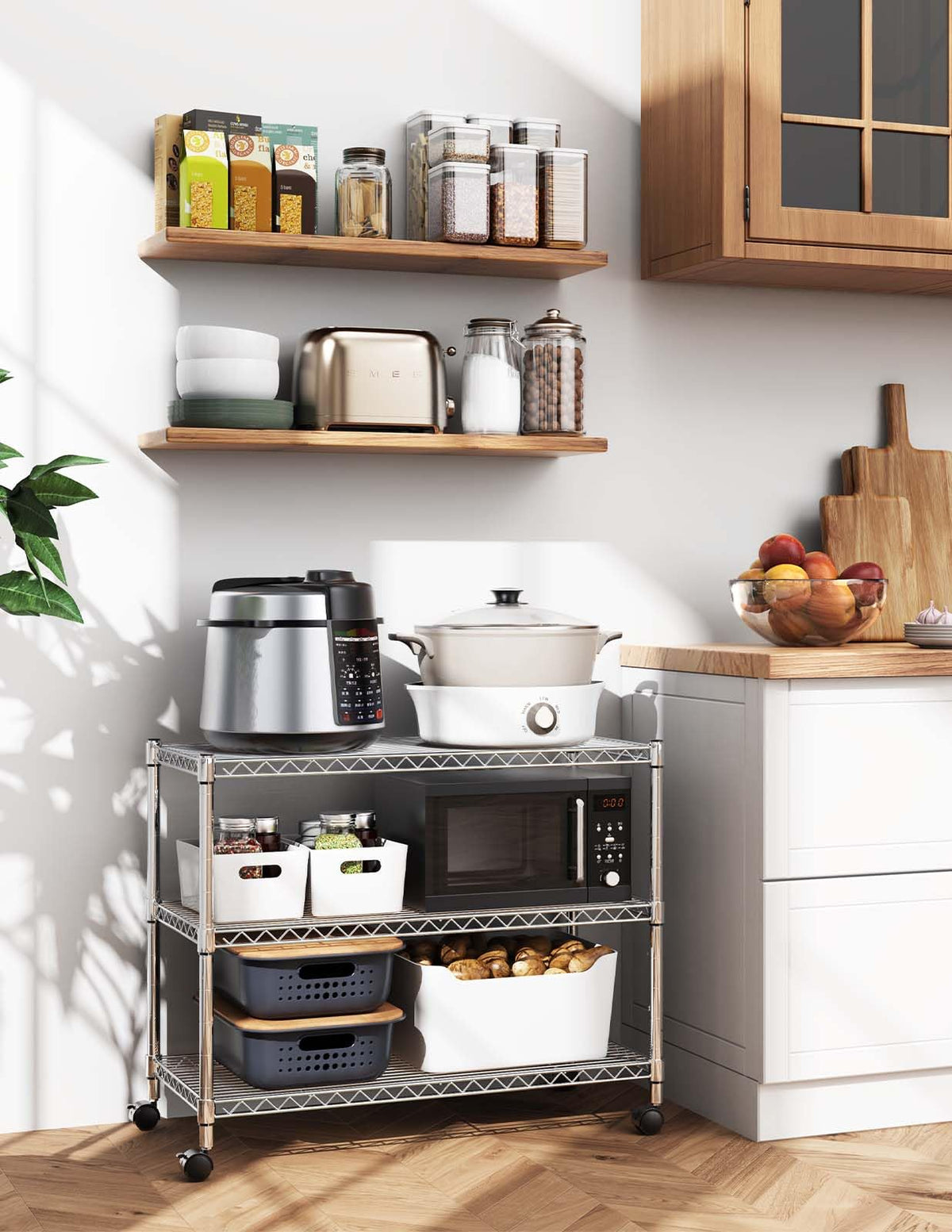 3 Tier Chrome Shelving Unit W900