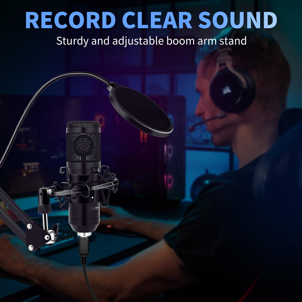 USB Condenser Microphone Kit with Boom Arm Stand W962624