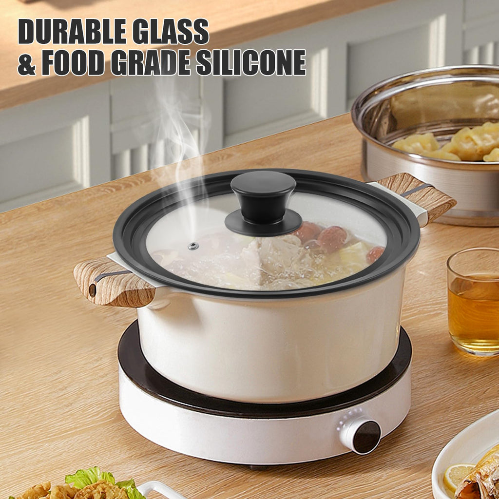 Tempered Glass Universal Lid with Silicone Rim for 10" 11" 12" Cookware V32475