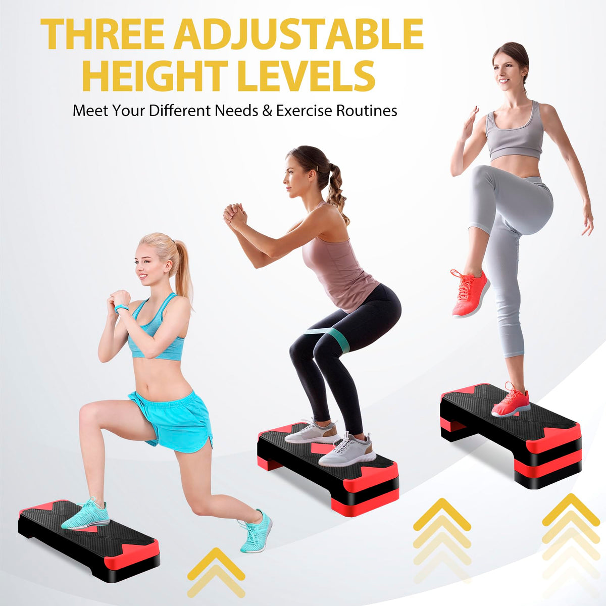 27'' Adjustable Non-Slip Aerobics Stepper with 4 Risers U937