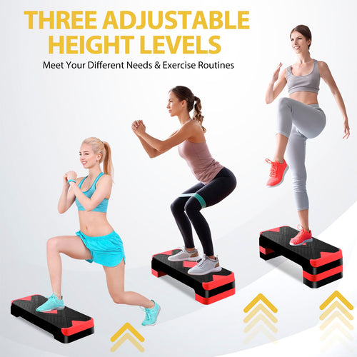 27'' Adjustable Non-Slip Aerobics Stepper with 4 Risers U937
