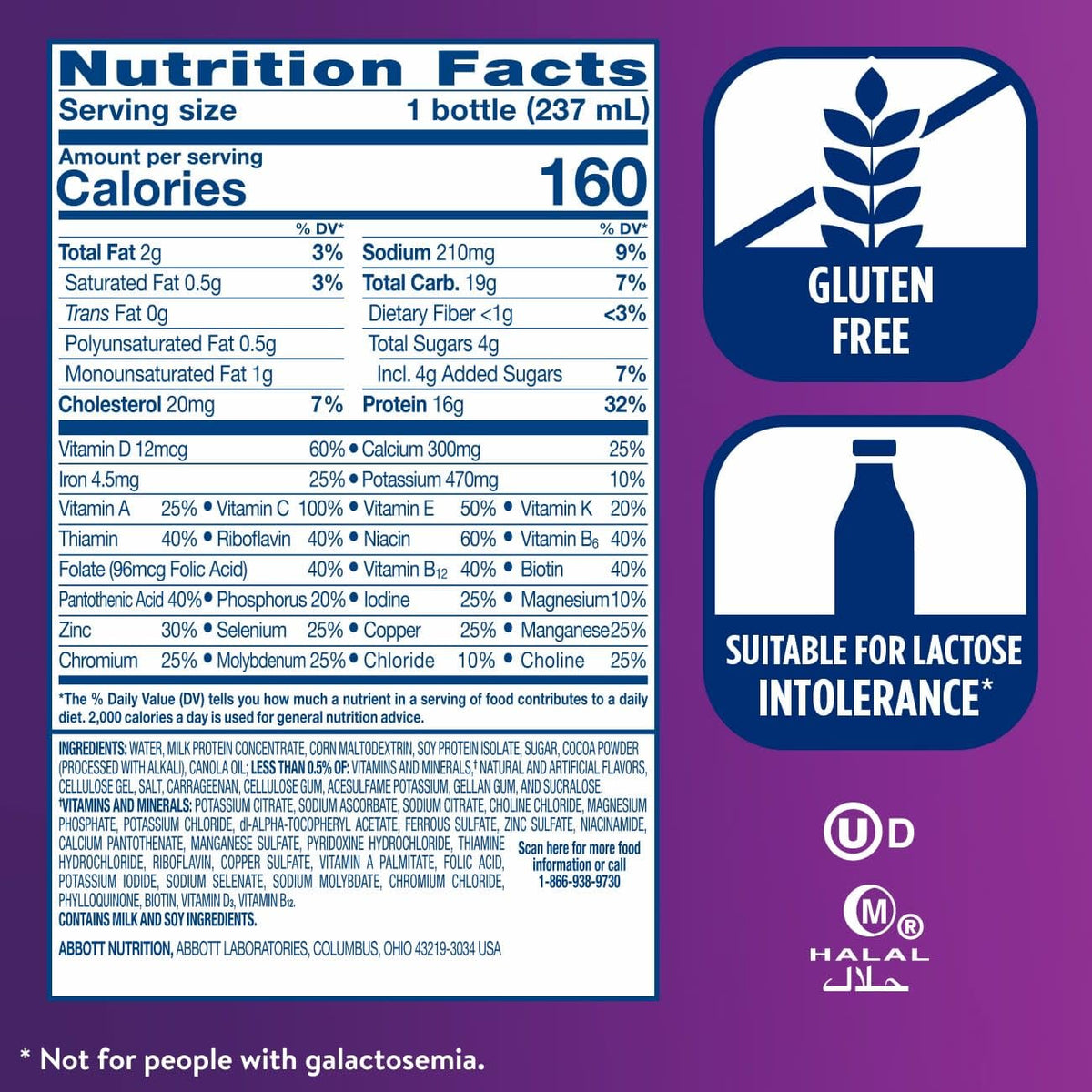 High Protein Milk Chocolate Nutrition Shake 16g Protein 24 Pack Z942