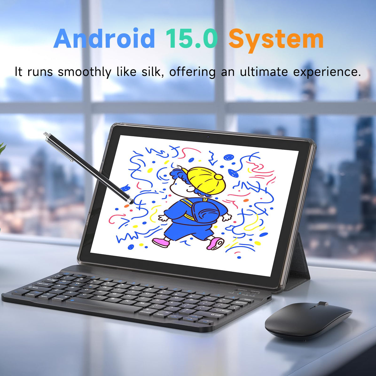 Android 15 Tablet 10 Inch 18GB RAM 128GB ROM Black B5851