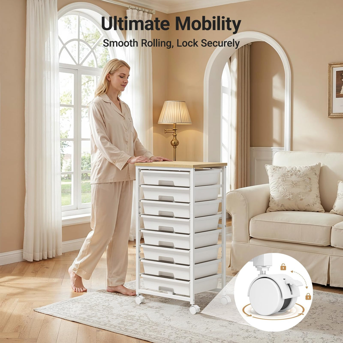 Rolling Cart with 8 Drawers E1883