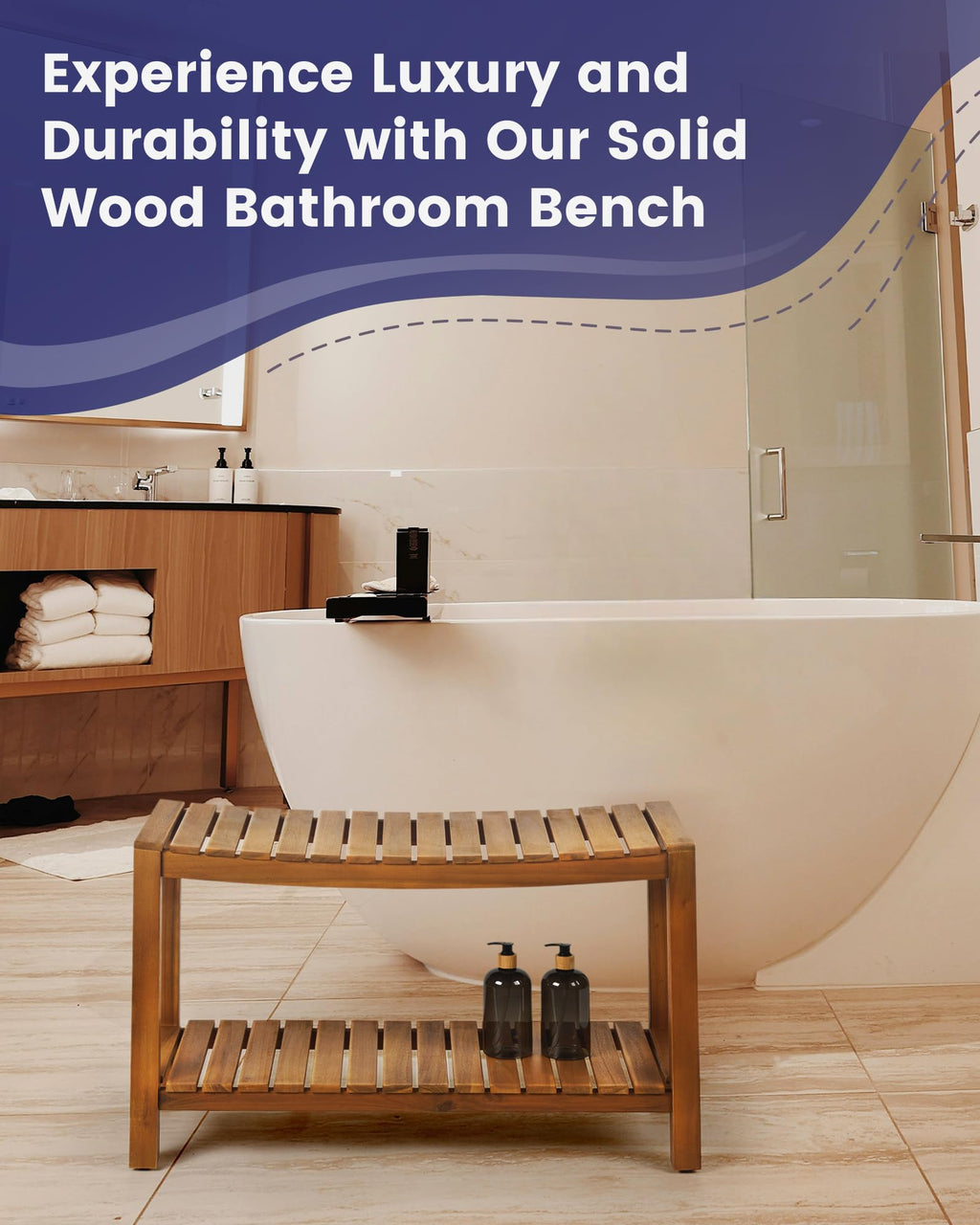 32" Solid Wood Teak Shower Bench G792