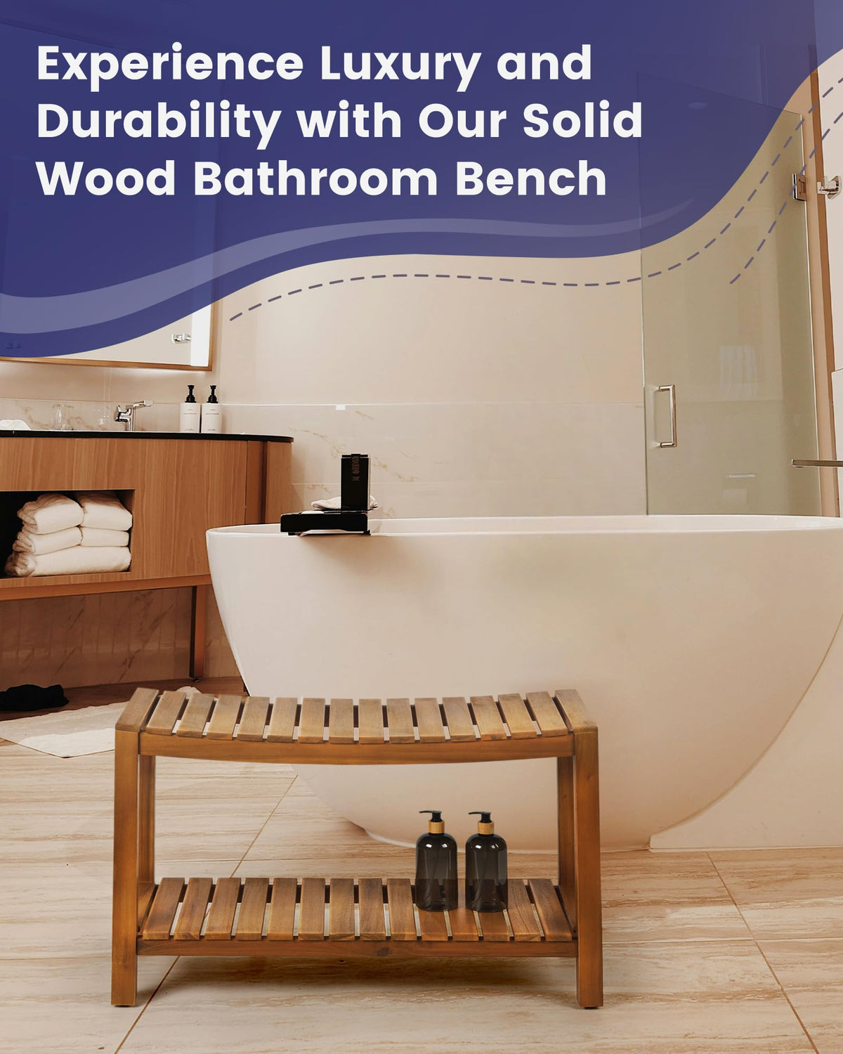 32" Solid Wood Teak Shower Bench G792