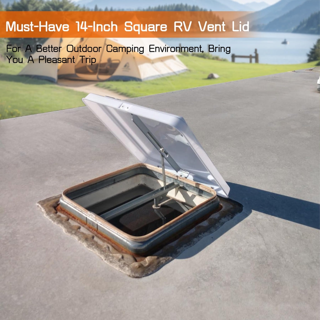 14" White Plastic Square RV Roof Vent Cover P698506