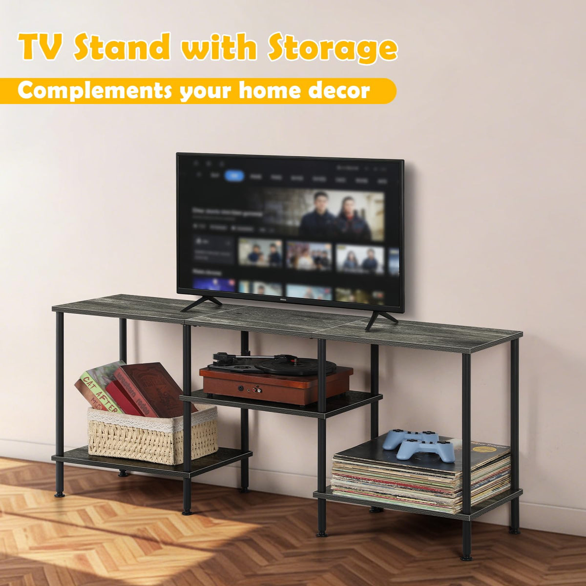 50 Inch Dark Grey TV Stand with Storage R966