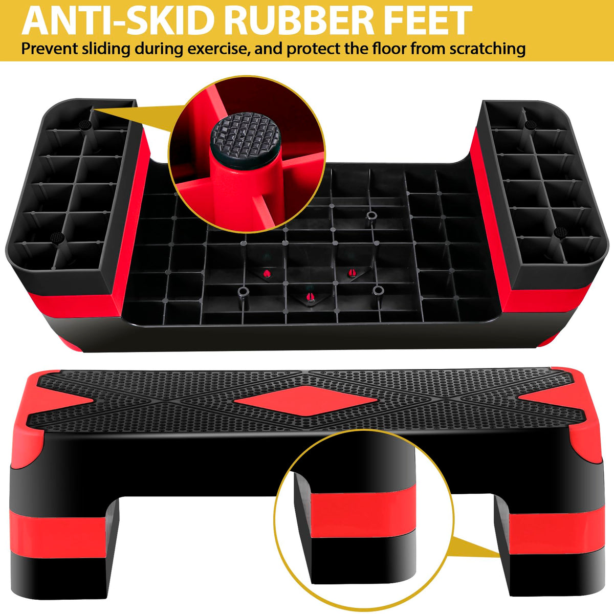 27'' Adjustable Non-Slip Aerobics Stepper with 4 Risers U937