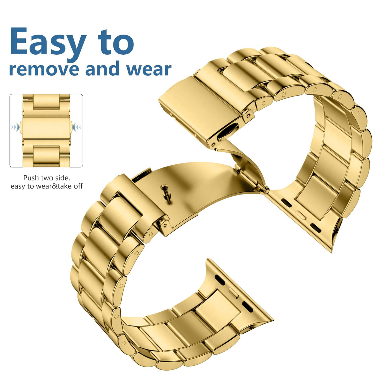 Compatible with Apple Watch Band Stainless Steel Metal Band with 2 Pack Protective Cover Case X208585