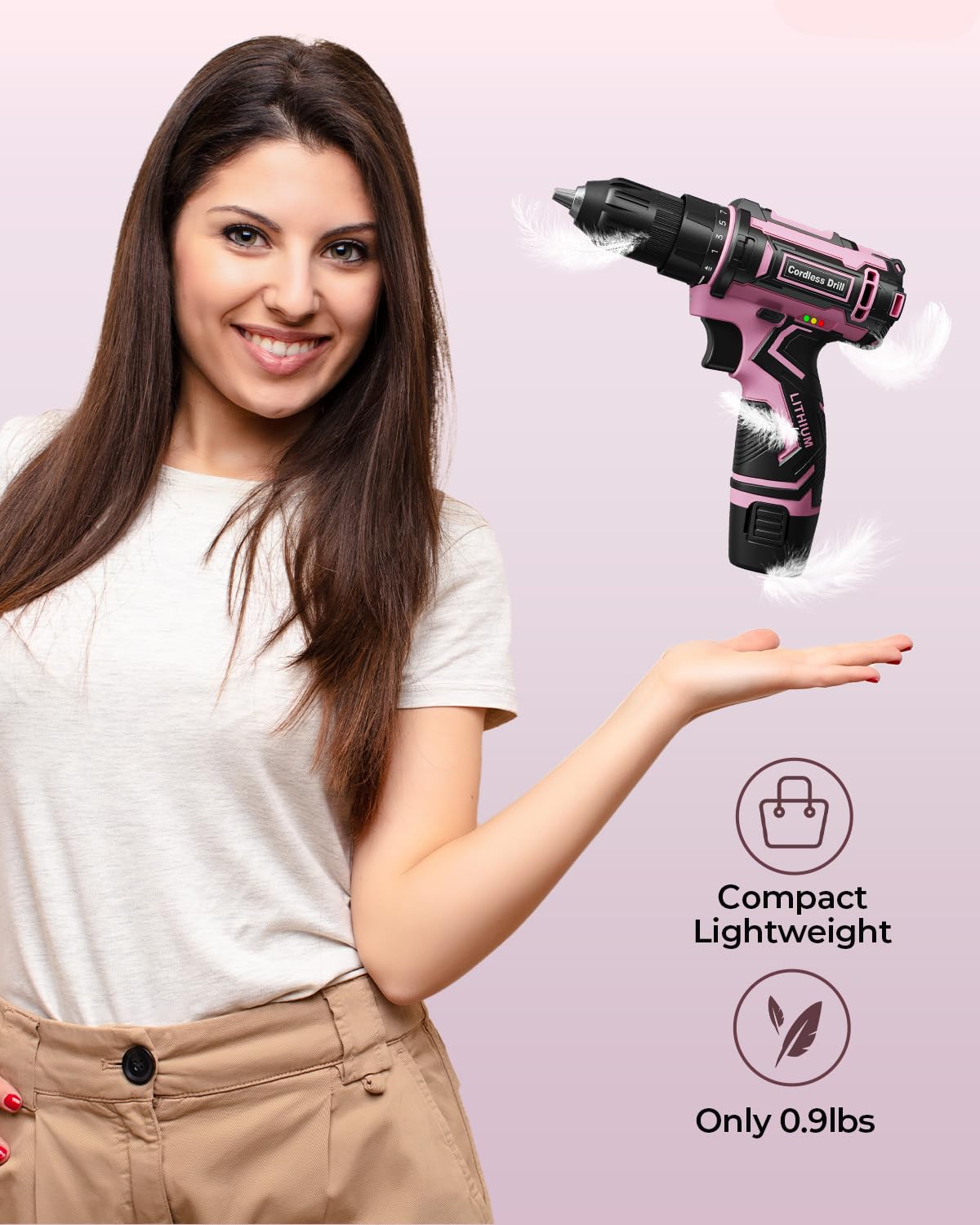 Pink Cordless Drill Set with Battery & Charger G649014