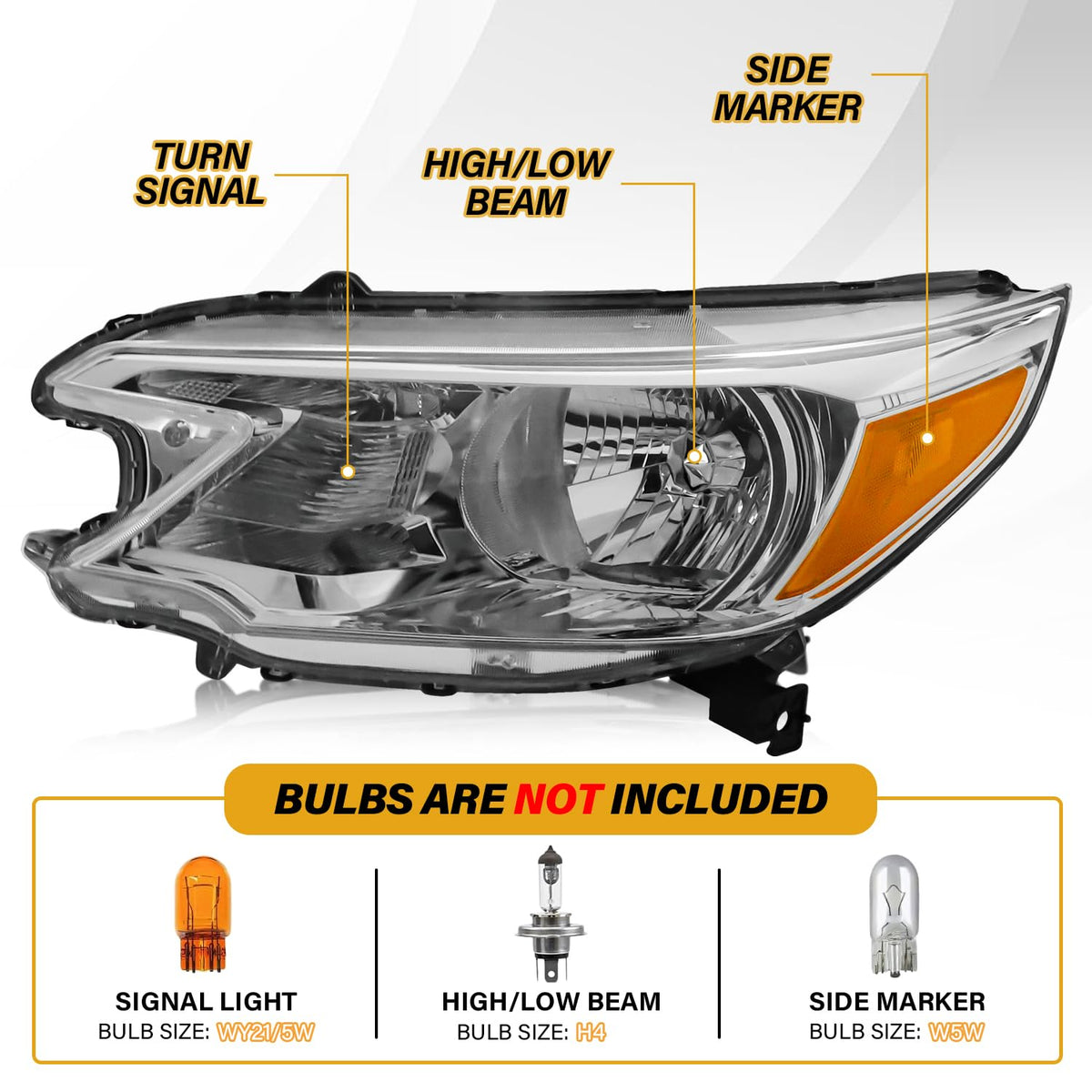 Halogen Headlight Assembly Pair Set Chrome Housing Amber Reflector Z737